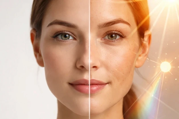 skin aging cause by sunlight